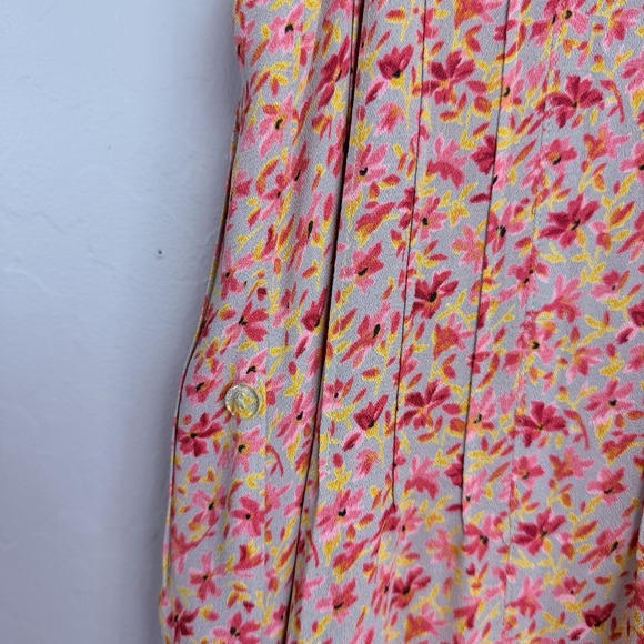 April Cornell Floral Rayon Maxi Dress Pink Yellow Sleeveless Vintage XXL - Picture 4 of 8